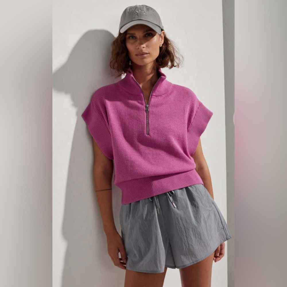 Varley Fulton Anthropologie Women's S 1/4 Zip Knit Pullover Meadow Mauve